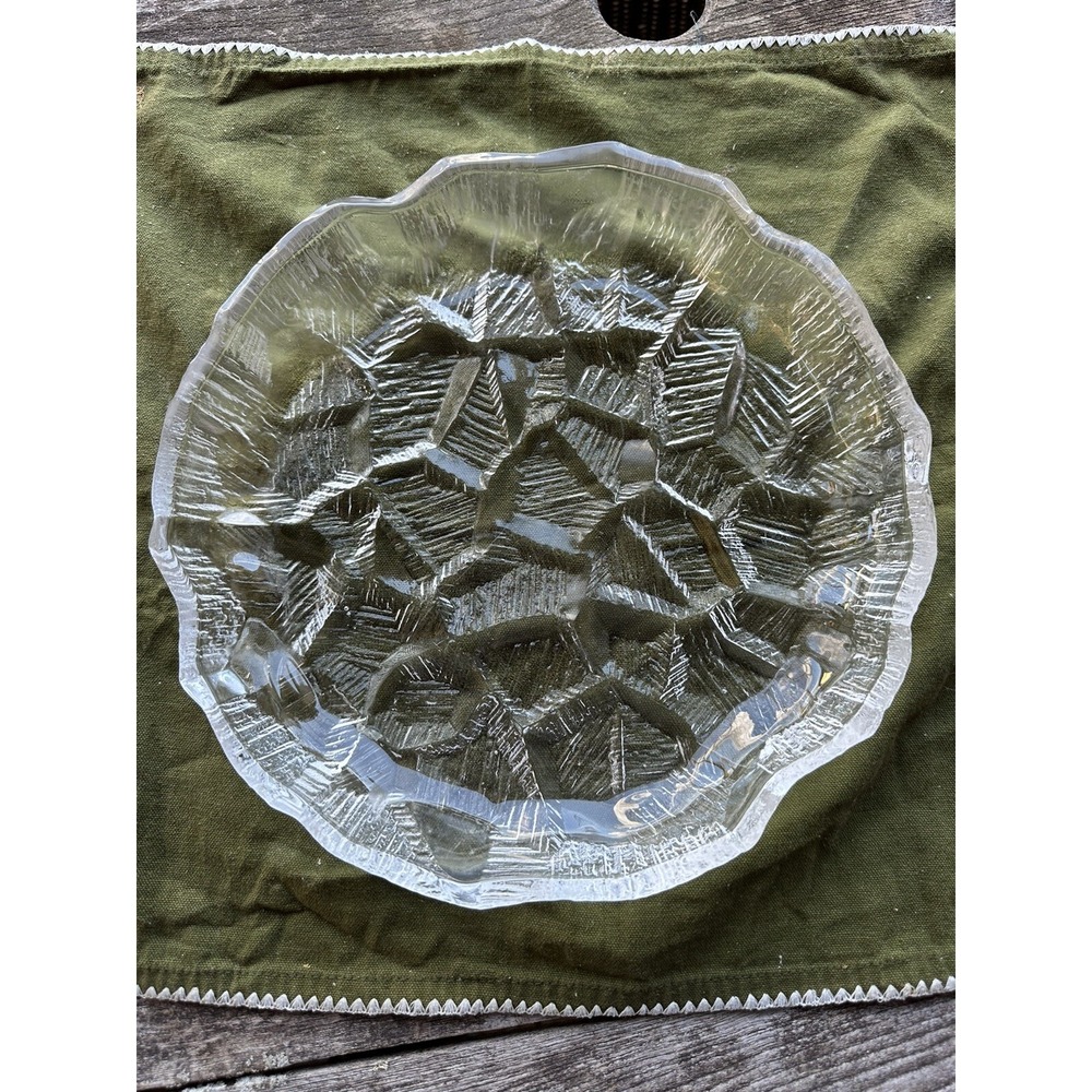Vintage Hoya 11" Crystal Iceberg Dish Mid-century Modern MCM